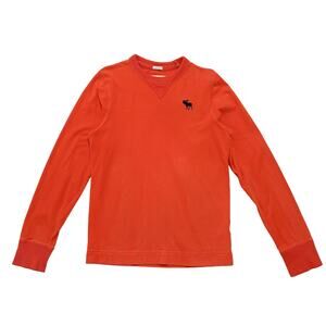 Abercrombie & Fitch Muscle Slim Fit Long Sleeve Crewneck Shirt | Orange Boys L